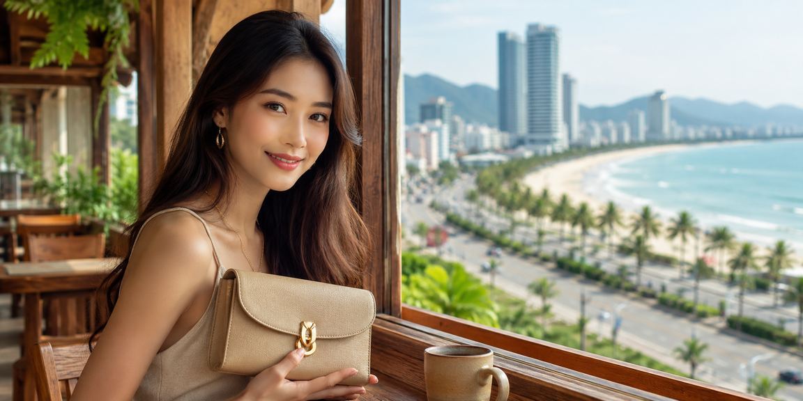Người dùng xem ứng dụng giải trí tại Đà Nẵng bên ly cà phê